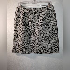 Jade Melody Tam Skirt Black White Print Piping On Sides sz 6